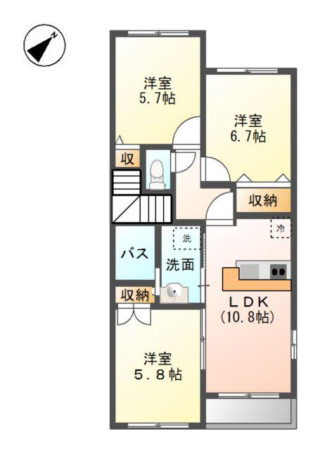 ラ・ルーチェ(3LDK/2階)の間取り写真