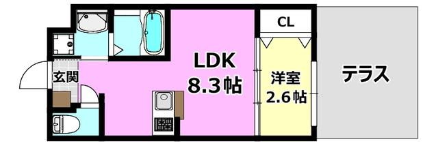 リアコート千里丘I ノース(1LDK/1階)の間取り写真