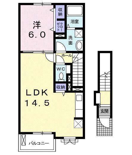 ミレグランデI(1LDK/2階)の間取り写真