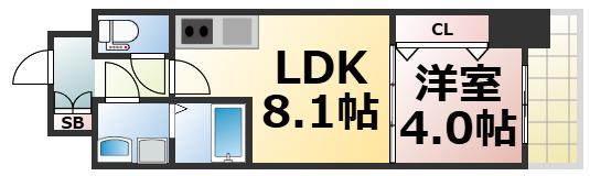 グランパシフィック今里INNOVATION(1LDK/5階)の間取り写真