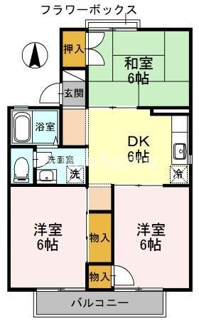 セジュール東落合(3DK/2階)の間取り写真