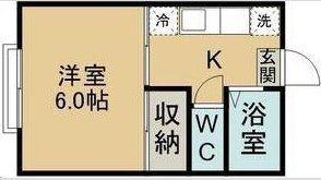 ヴィラ川内(1K/1階)の間取り写真