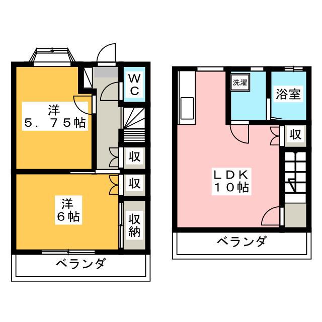 ポエム2(2LDK/1階)の間取り写真