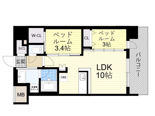 コンフォリア・リヴ京橋(2LDK/2階)の間取り写真