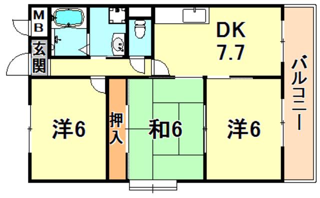 メゾンたむら(3DK/1階)の間取り写真