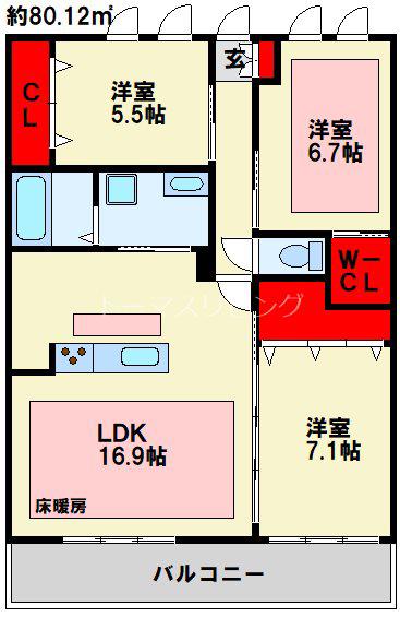 FAMILE(3LDK/9階)の間取り写真
