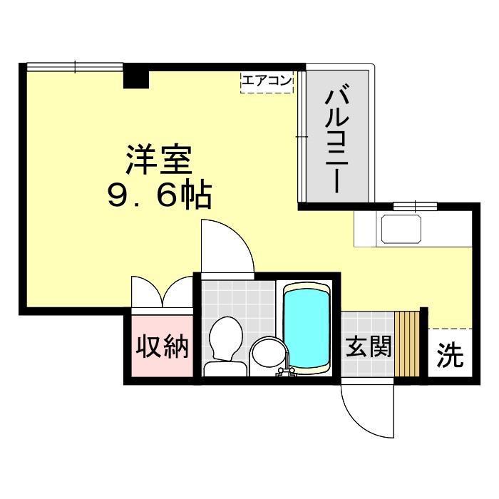ハイツニュービレッジ(ワンルーム/4階)の間取り写真