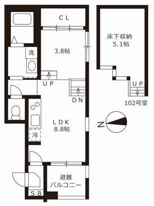 ハーモニーテラス愛知町II(1LDK/1階)の間取り写真