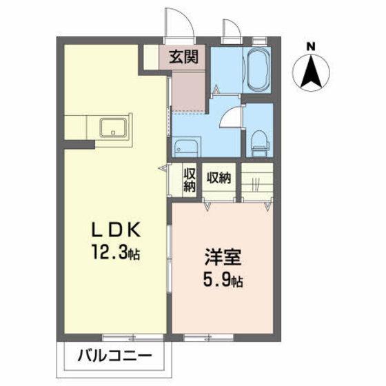 シャーメゾン菜根(1LDK/2階)の間取り写真