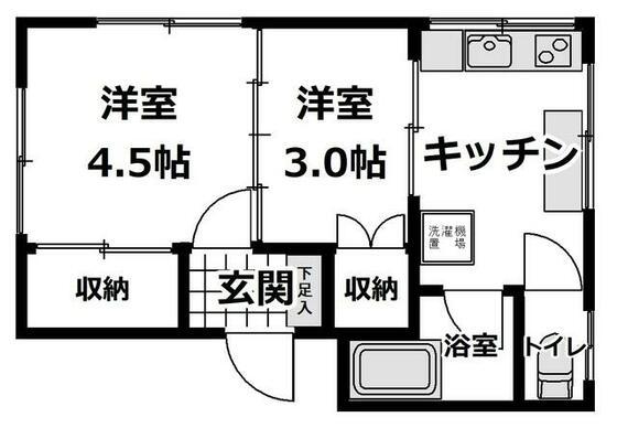 奥栄ビル(2K/4階)の間取り写真