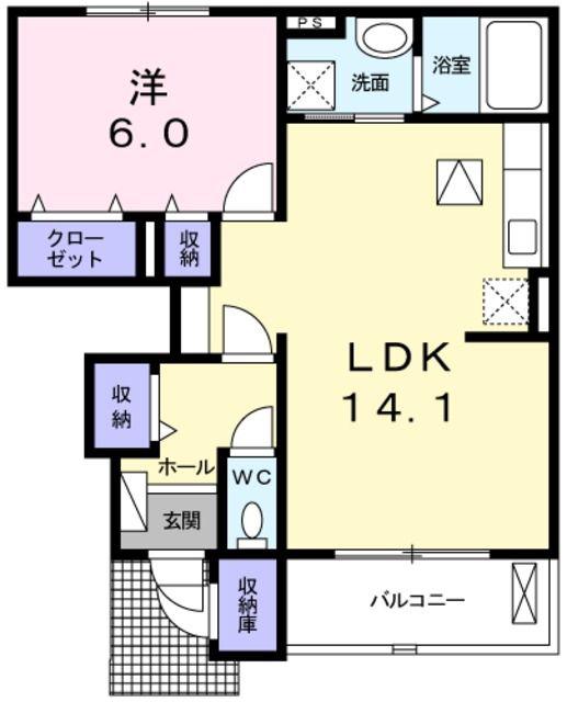 エアリーシーズンIII(1LDK/1階)の間取り写真