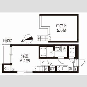 ハーモニーテラス大杉町II(1K/2階)の間取り写真