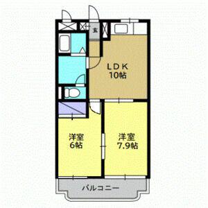 グランドハイツ関根I(2LDK/3階)の間取り写真