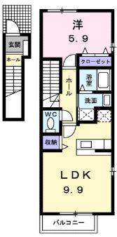 サンフィオーレA(1LDK/2階)の間取り写真