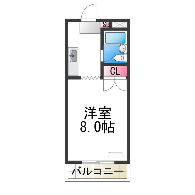グルパ北庄(1K/2階)の間取り写真