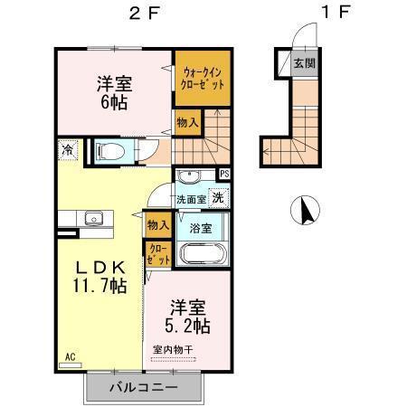 アビテプレミール(2LDK/2階)の間取り写真