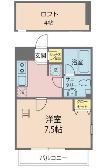 プレラッセ(1K/1階)の間取り写真