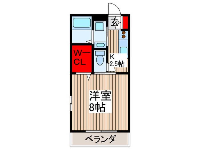 ルフレS(1K/1階)の間取り写真