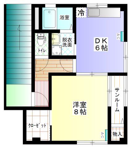 トウヨウビルI(1DK/2階)の間取り写真