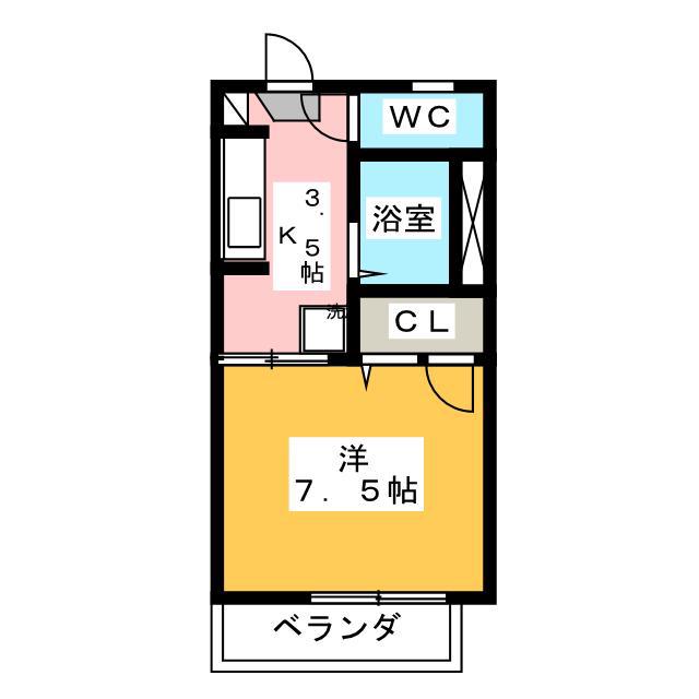 レーベン新田(1K/2階)の間取り写真