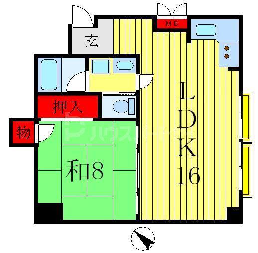 北松戸マンション(1LDK/3階)の間取り写真