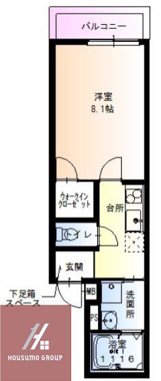フジパレス城東諏訪ノースII番館(1K/1階)の間取り写真