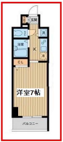 エイチエフ東神田レジデンス(1K/6階)の間取り写真