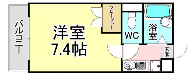 ラビータ本城 A棟(1K/1階)の間取り写真