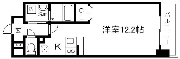 エスリード西小路御池(1K/2階)の間取り写真