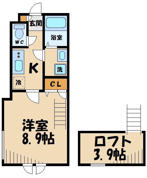 ピノ・ウィスタ新百合ヶ丘(1K/2階)の間取り写真