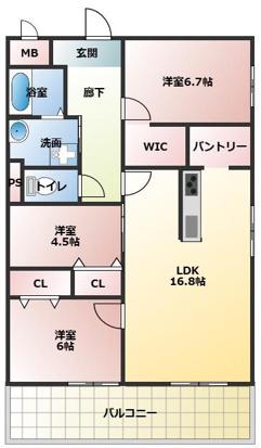油屋ハイツ中野Ⅱ(3LDK/1階)の間取り写真