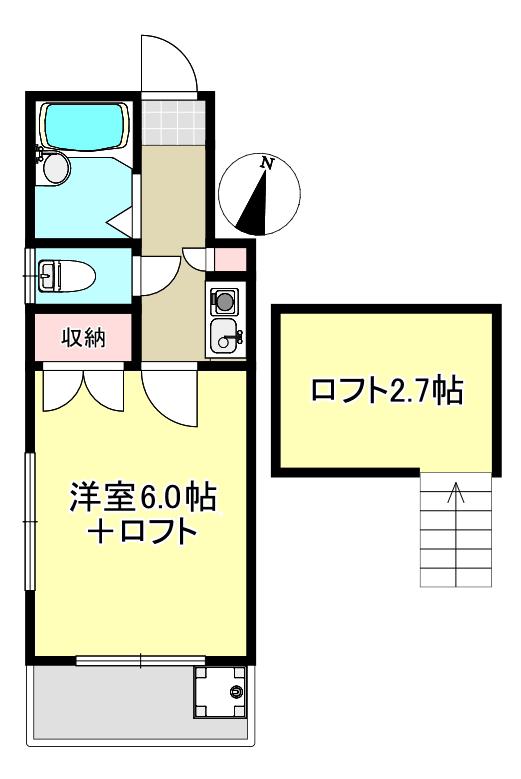 新保第2レジデンス(1K/2階)の間取り写真