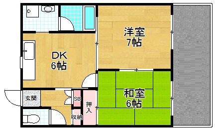 サニ-ハイツ(2DK/1階)の間取り写真