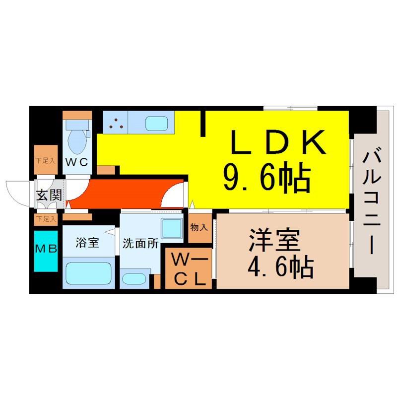 シェソワ東桜(1LDK/8階)の間取り写真