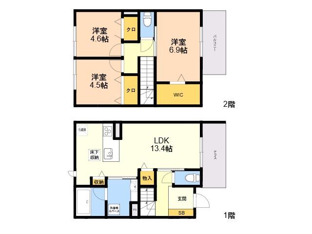 D-ROOMサンライズ B(3LDK/1階)の間取り写真