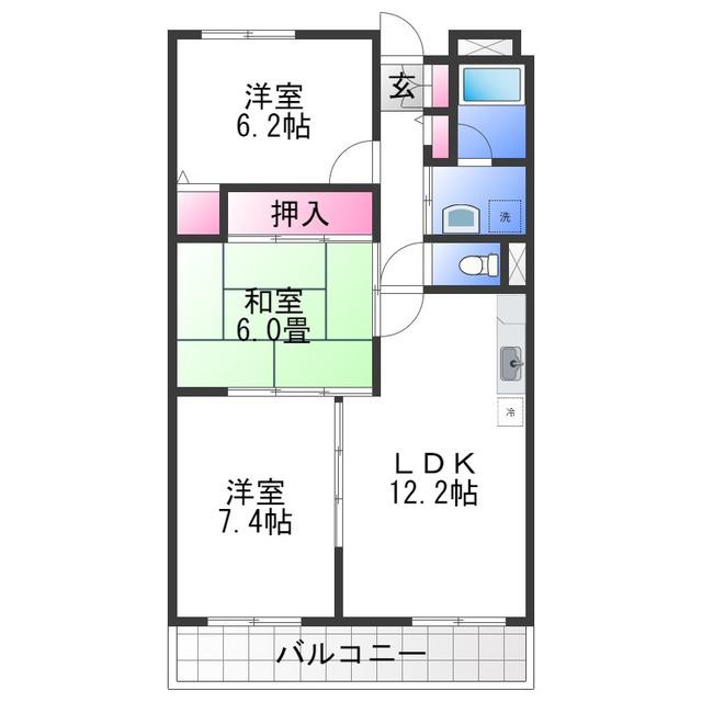 サンクレール高石(3LDK/3階)の間取り写真