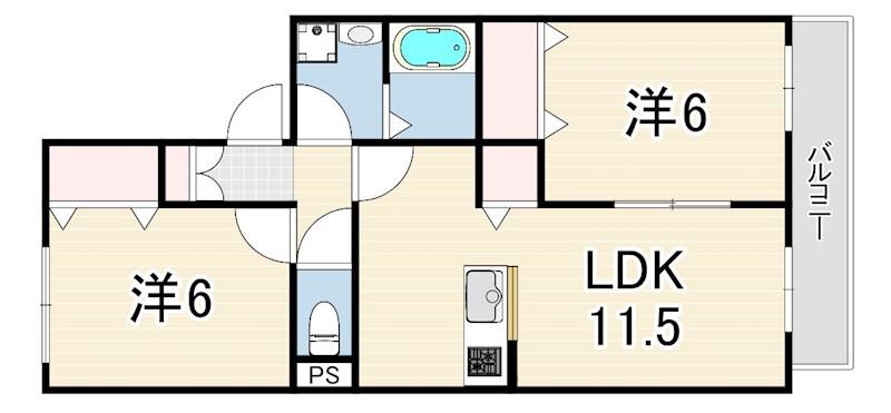 パインハイアット(2LDK/2階)の間取り写真