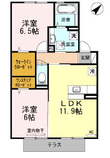 アンジュール(2LDK/1階)の間取り写真