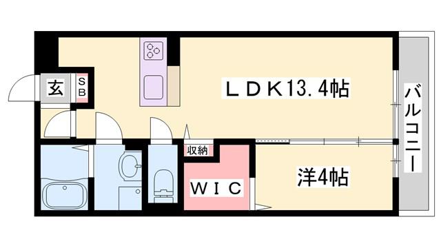 エスポワール西明石(1LDK/1階)の間取り写真
