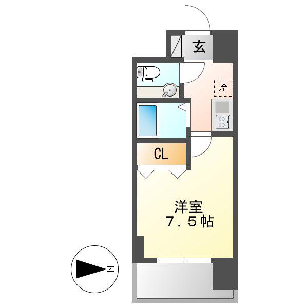 フロンティアタワー名駅南(1K/7階)の間取り写真