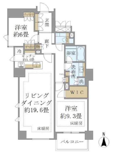 ジオグランデ元麻布(2LDK/2階)の間取り写真