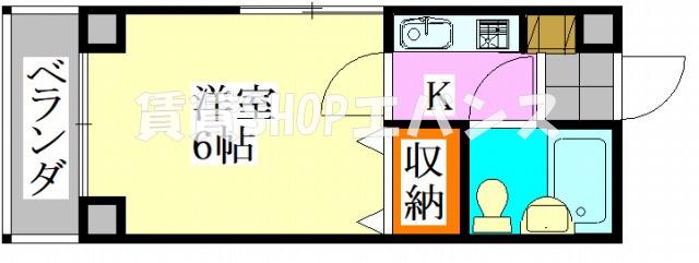 大久保ハイム(1K/4階)の間取り写真