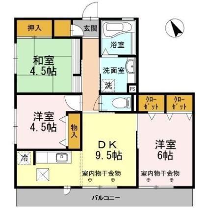 マグノリア(3DK/1階)の間取り写真