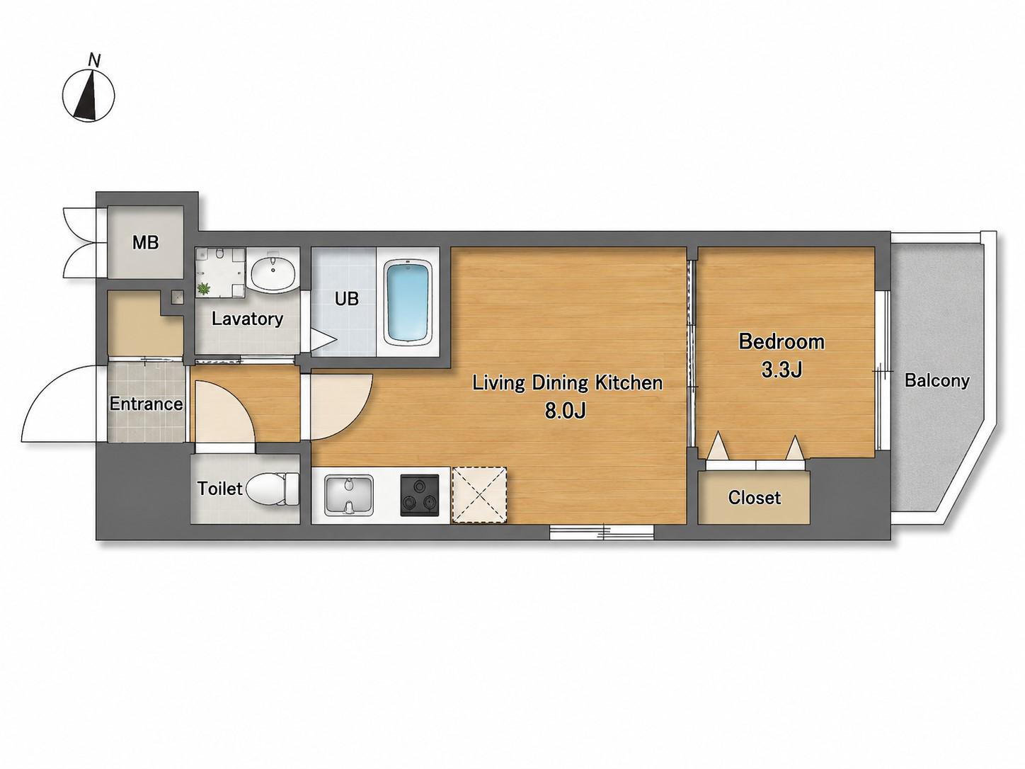 S-RESIDENCE広島駅DILETTO(1LDK/8階)の間取り写真