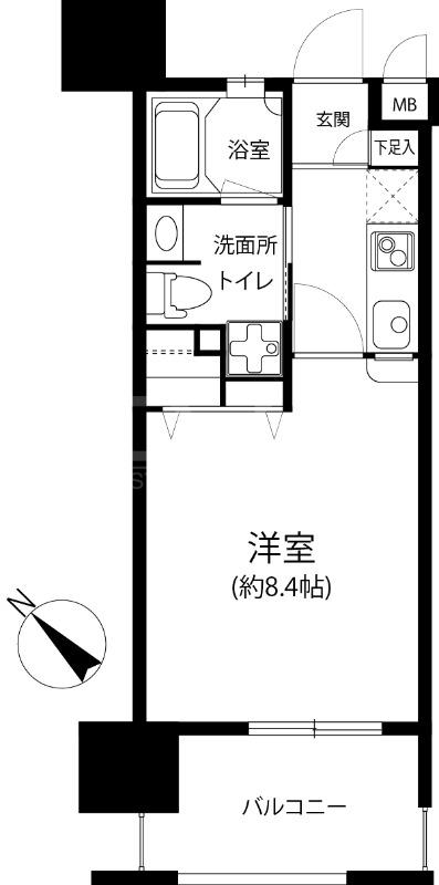 ビエラコート浄水通(1K/9階)の間取り写真