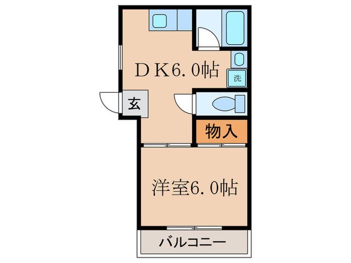 シャレード(1DK/2階)の間取り写真