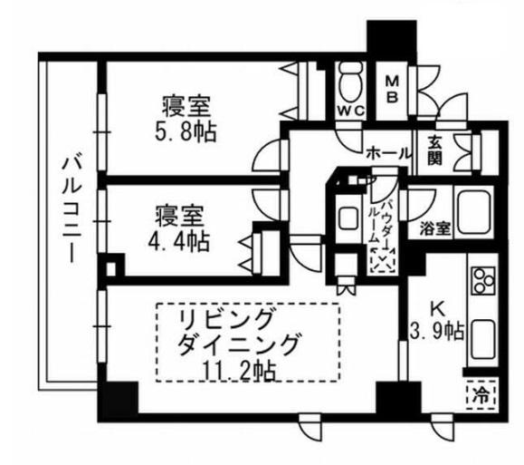 パークフラッツ学芸大学(2LDK/3階)の間取り写真