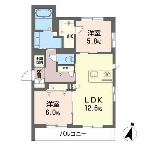 メゾンマスト大町 B(2LDK/2階)の間取り写真