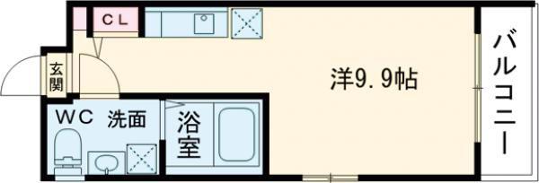 マーヴェリック堺東(ワンルーム/2階)の間取り写真