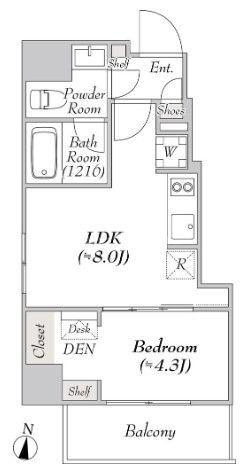 MYRIA RESIDENCE RYOGOKUII(1LDK/9階)の間取り写真